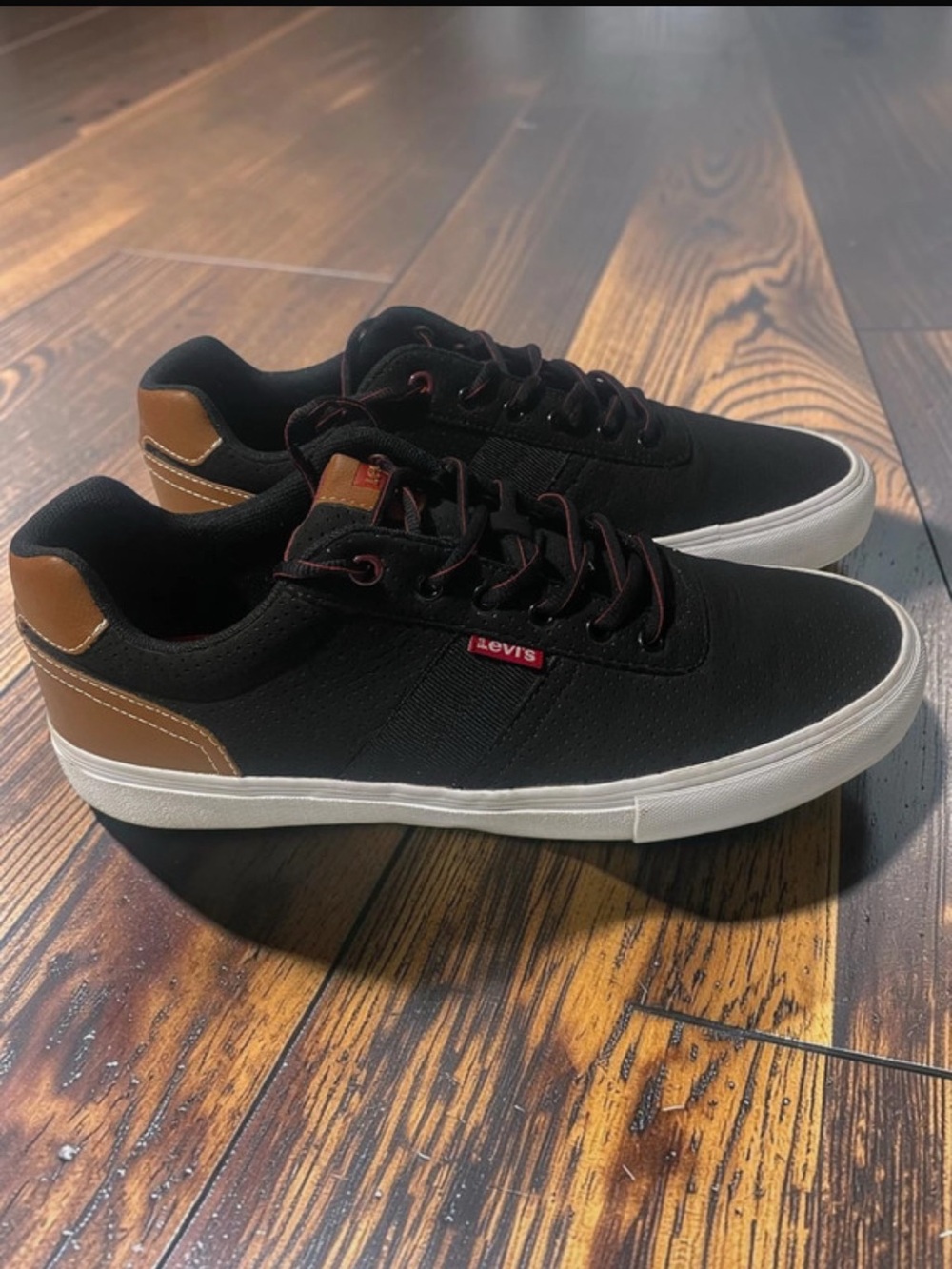 Men’s Levi's Black Sneakers with Brown Heel Accents - Size 10.5